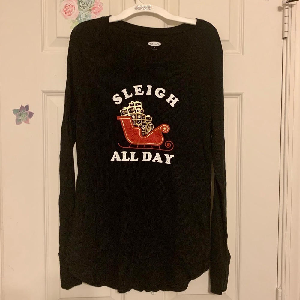 Slay all day black thermal pajama top